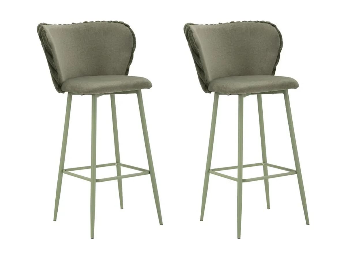 Banqueta Alaska -B- Verde, Conjunto de 2 em Ferro e Poliéster, Design Moderno com Altura do Assento 77 cm - Coleção Moderna