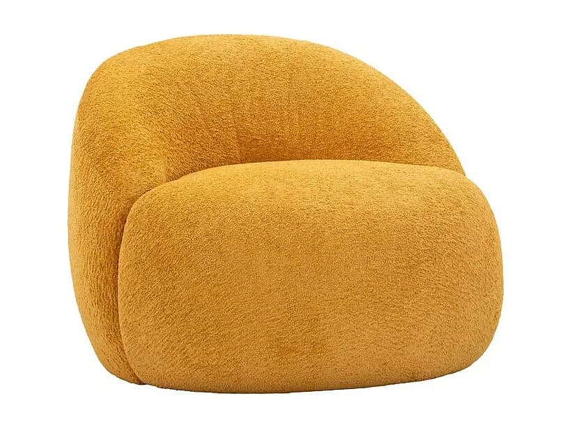 Poltrona Ginevra Mostarda em Tecido Bouclé Moderno 81x78x64 cm - Design Escandinavo com Estrutura em Madeira Compensada
