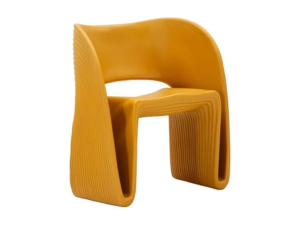 Poltrona Sand Mustard 65x57,5x76 cm em polietileno - Silhueta escultural contemporânea - Série 940