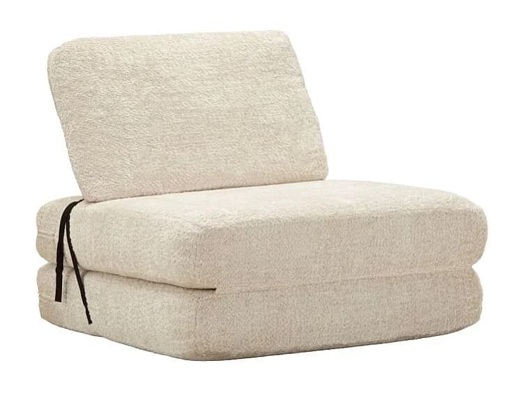 Sofá-cama Faster White - Design 2 em 1 com estofamento em bouclé, 80x100x80 cm - Solução para otimizar espaço