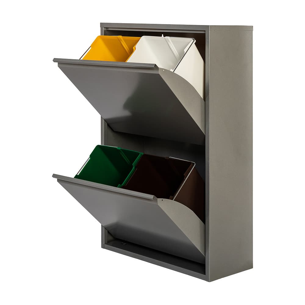 Armario metalico reciclagem 4 gavetas cinzento 92x60x25cm