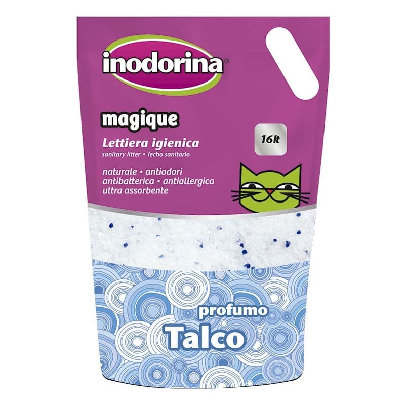 Inodorina Magique Gel Sílice Arena para Gatos Perfume Talco. 5 Litros
