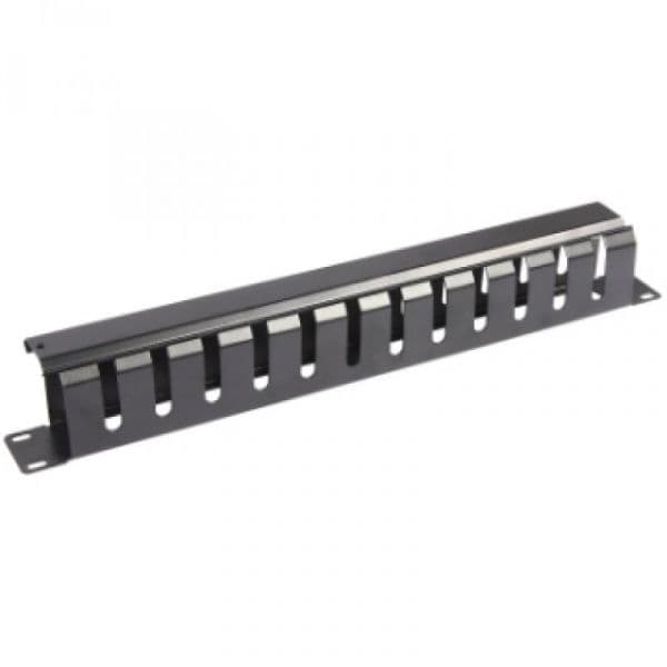 WP Rack 1U cable management with cap, Black RAL 9005 - WPN-ACM-301-B