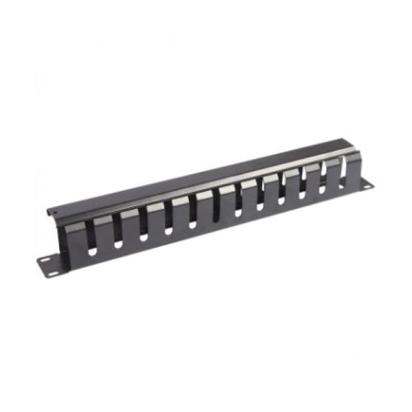 WP Rack 2U cable management with cap, Black RAL 9005 - WPN-ACM-302-B