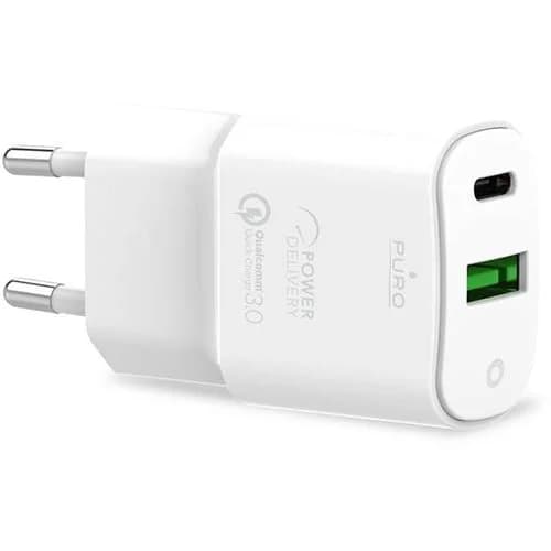Carregador USB/USB-C Puro 20W - Branco