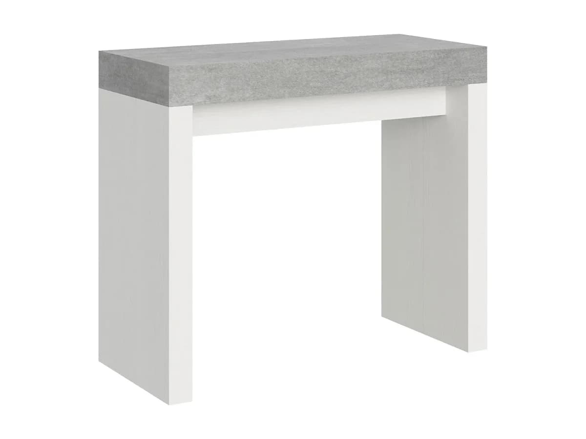 Mesa consola extensível 90x40/300 cm Roxell Mix plano Cimento - estrutura Cinza Branca