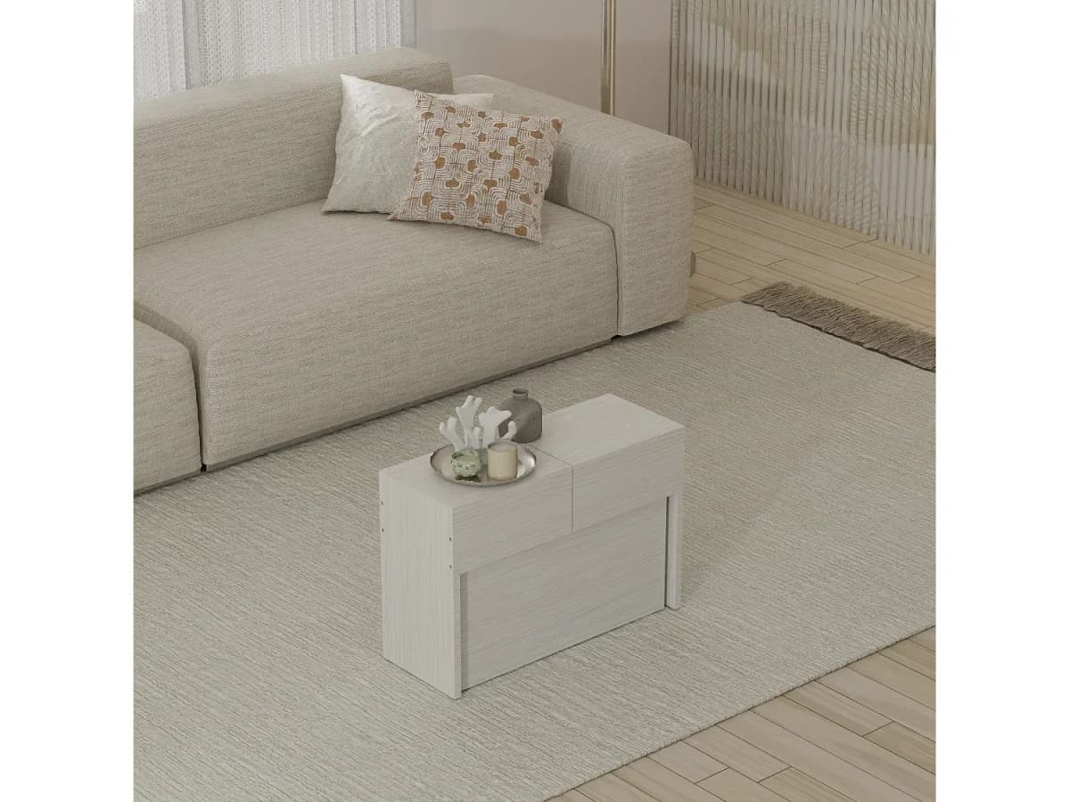 Banco extensível até 3 metros com suporte de extensão integrado 65x25xh45 cm Branco Cinza