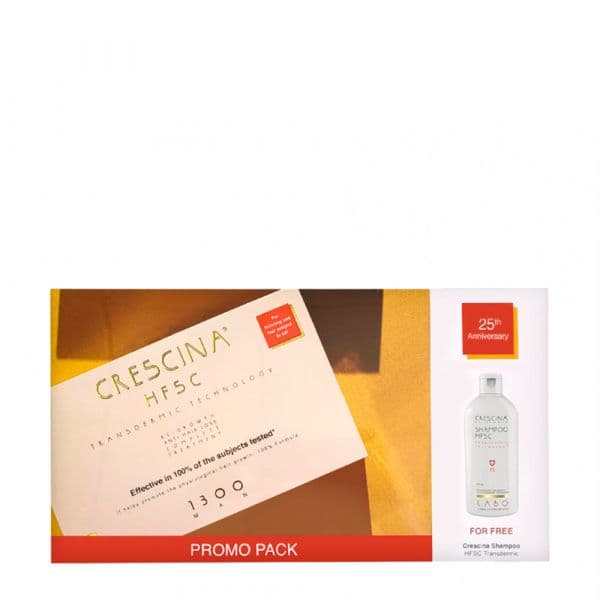 Crescina HFSC Transdermic Tratamento Completo para Homem 1300 10+10 ampolas + Transdermic HFSC Shampoo 200ml Coffret