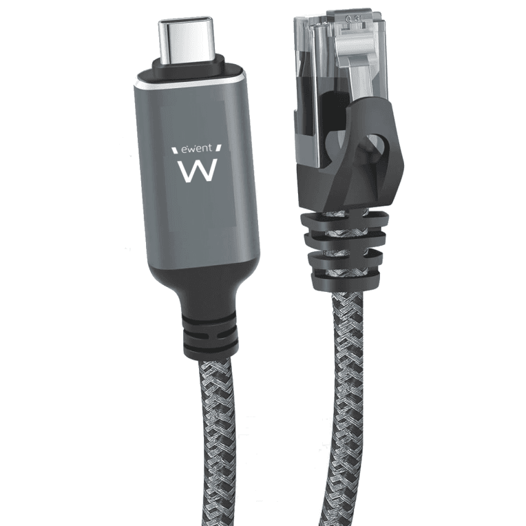 USB-C 3.1 to RJ45 CAT6 FTP adapter cable, 1Gbps, Fabric 5m