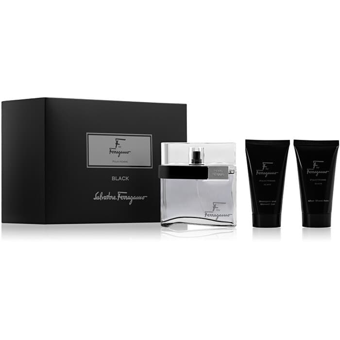 Conjunto F By Ferragamo Pour Homme Black EDT 100 ml, sprchový gel 75 ml a balzám po holení 75 ml