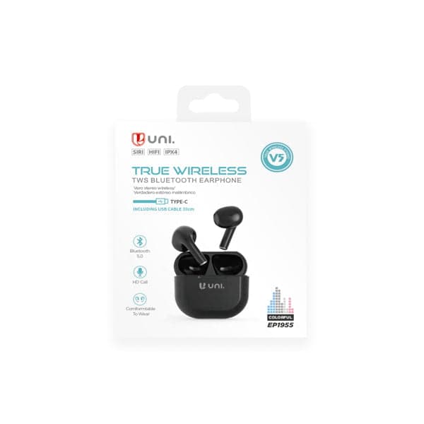 Unico Star Earpods Wireless C/ Caixa de Carregamento EP1955 Preto - 8052705419559