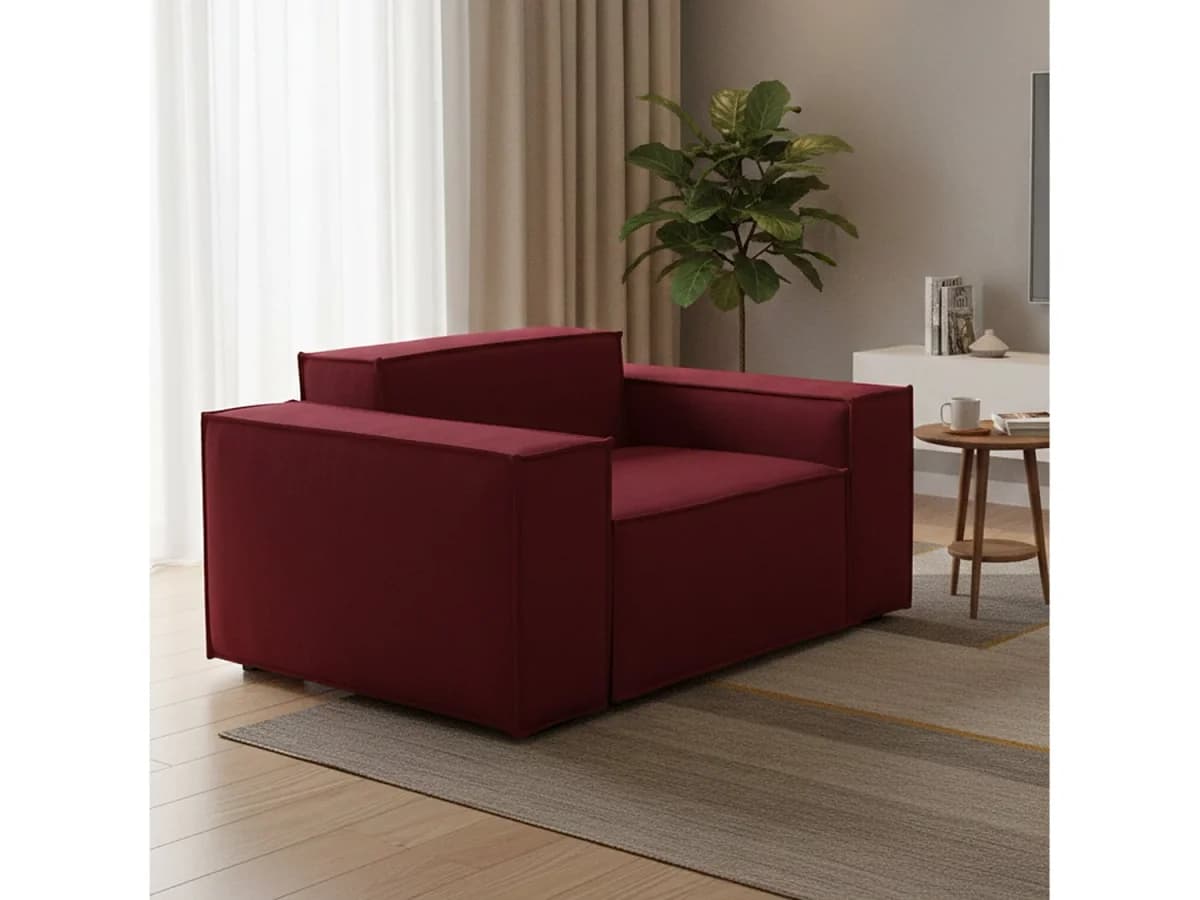 Poltrona Emanuela, Poltrona de sala, 100% Made in Italy, Poltrona relaxante em tecido acolchoado, 140x95h70 cm, Vermelho