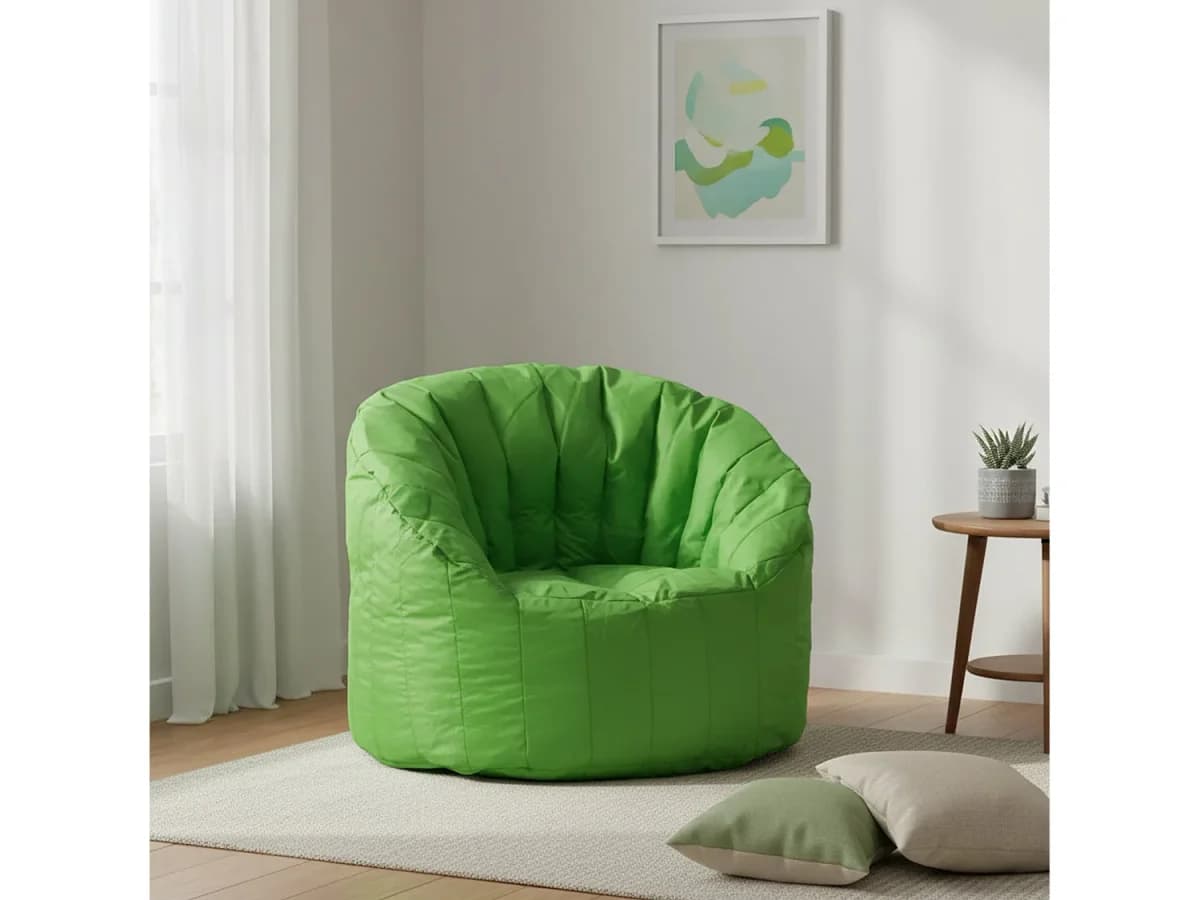 Poltrona Allos, peso suportado 90 kg, fabricada na Itália, 80x80x80h cm, verde, estrutura em tecido, enchimento em pérolas de poliestireno