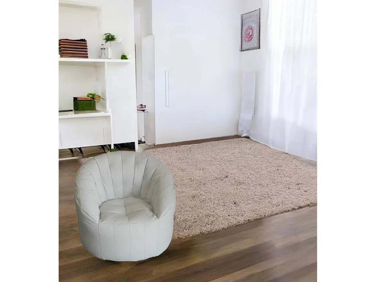 Poltrona Amenso, Assento almofadado, Sofá individual de sala, Cadeira com braços, Fabricado em Itália, 80x80 h80 cm, Branco