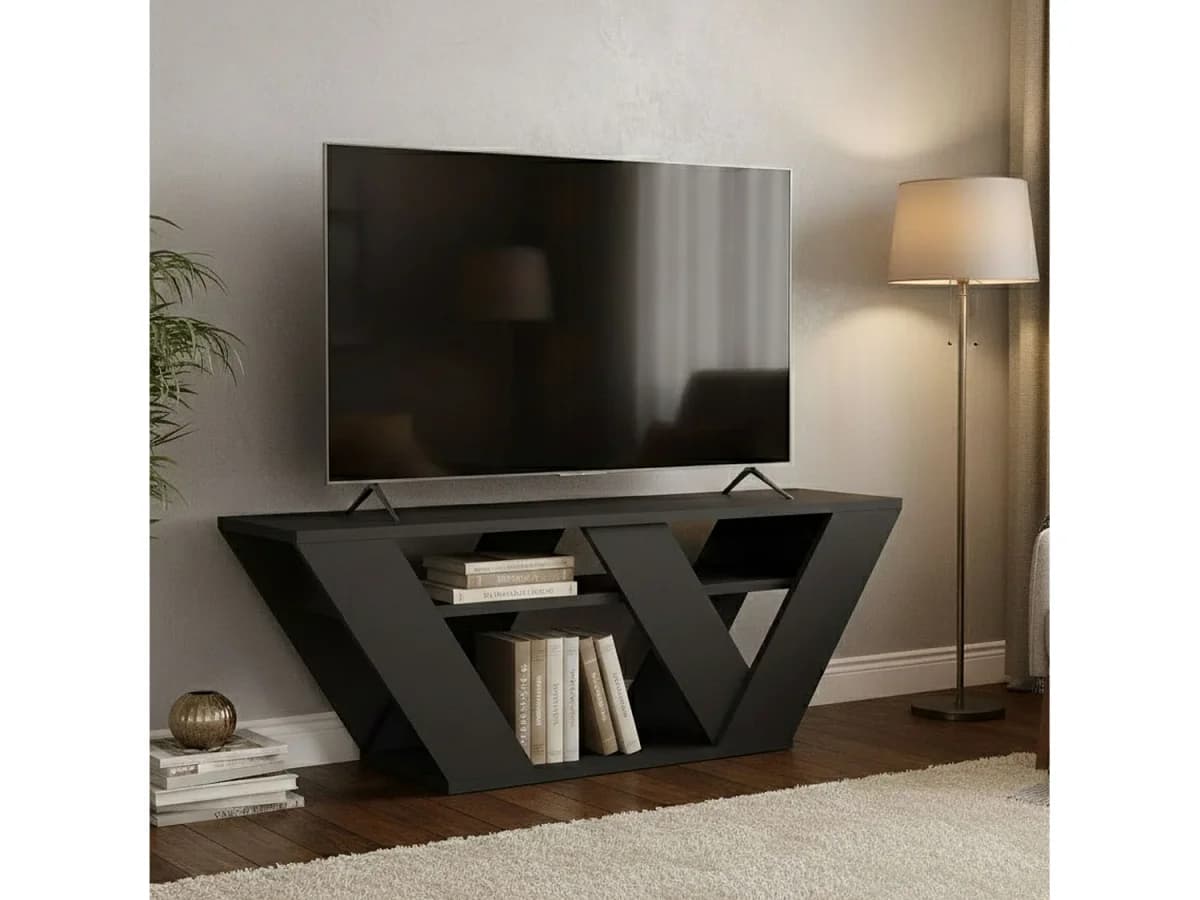Armário de suporte de TV Dpellegr, Aparador de sala, Armário de TV baixo, Base de parede equipada, 110x30h40 cm, Antracite