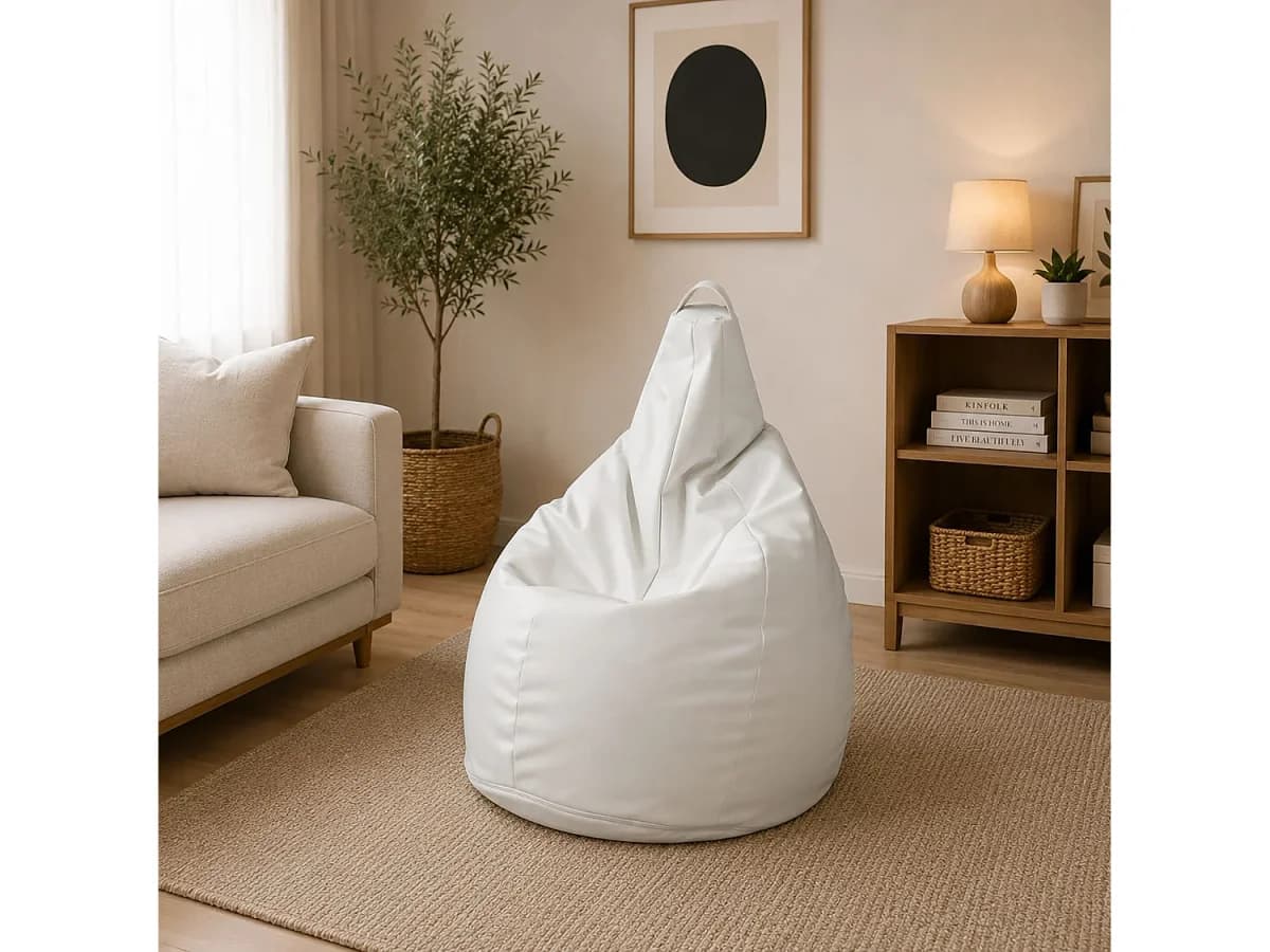 Pufe Agordo, Poltrona multiusos, Pufe, Pufe para pés, Fabricado em Itália, 90x90 h120 cm, Branco
