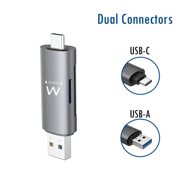 Ewent EW1075 leitor de cartões USB 3.2 Gen 1 (3.1 Gen 1) Type-A/T