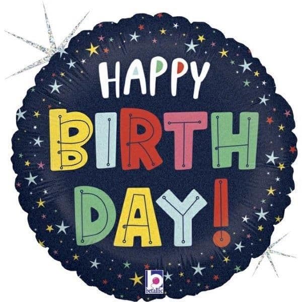 Grabo Balão Foil 18" Bappy Birthday Estrelas Coloridas - 460026123