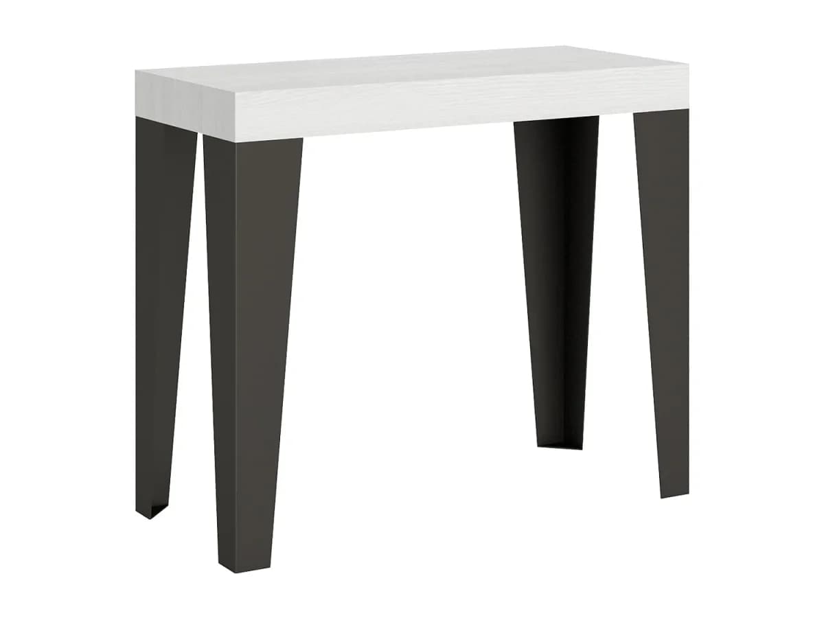 Mesa consola extensível 90x40/196 cm Flame Small Premium Cinza Branca quadro Antracite