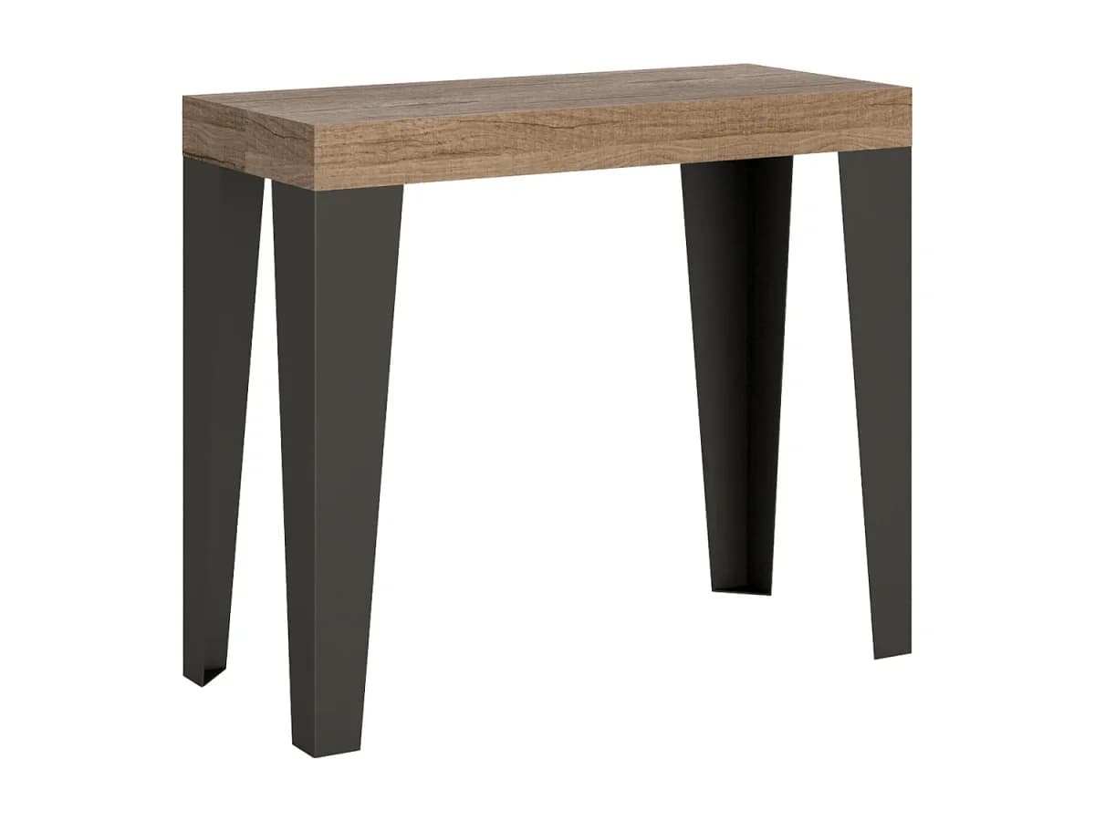Mesa consola extensível 90x40/300 cm Flame Carvalho Natural quadro Antracite