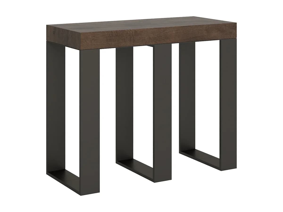 Mesa consola extensível 90x40/196 cm Sintesi Small Cinza Branca quadro Antracite