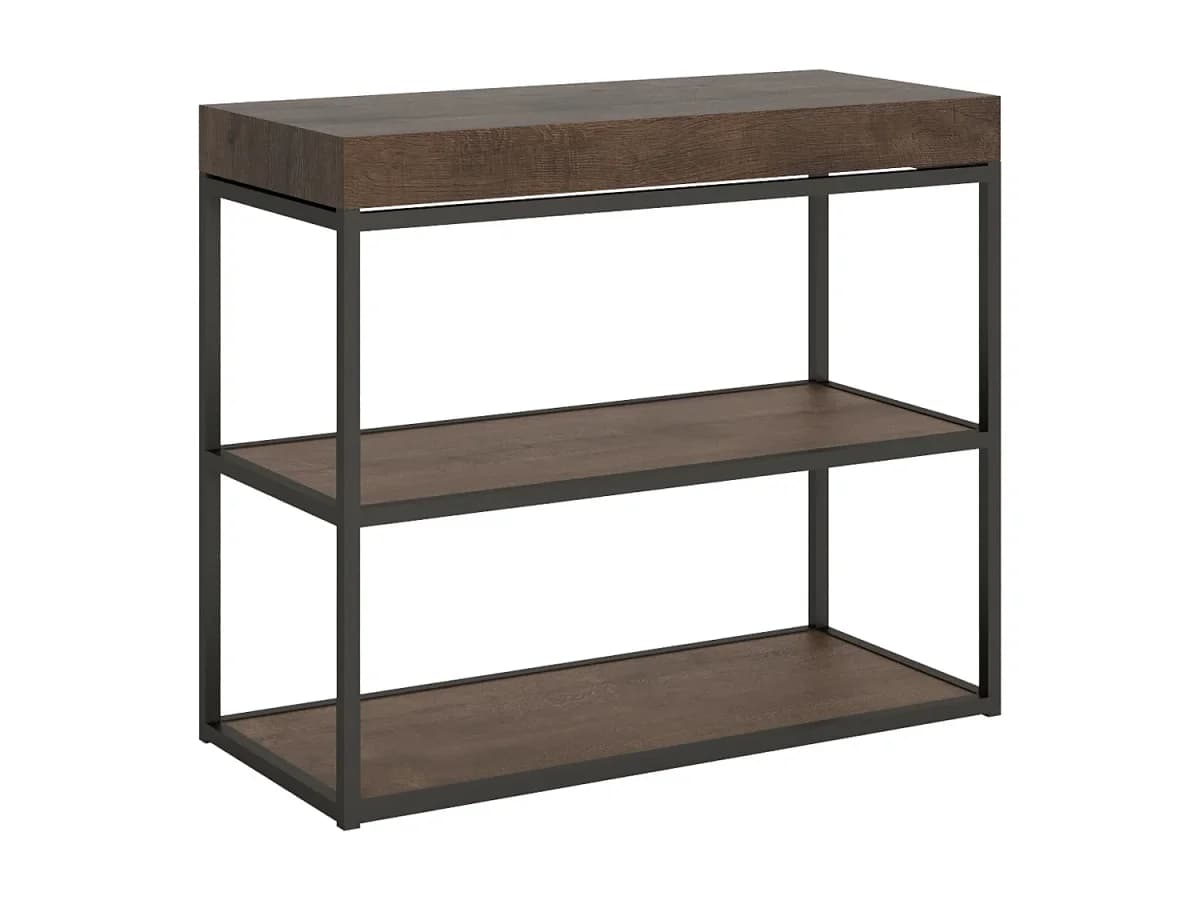 Mesa consola extensível 90x40/196 cm Plano Small Nogueira quadro Antracite