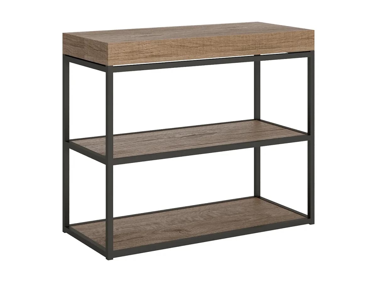 Mesa consola extensível 90x40/300 cm Plano Carvalho Natural quadro Antracite