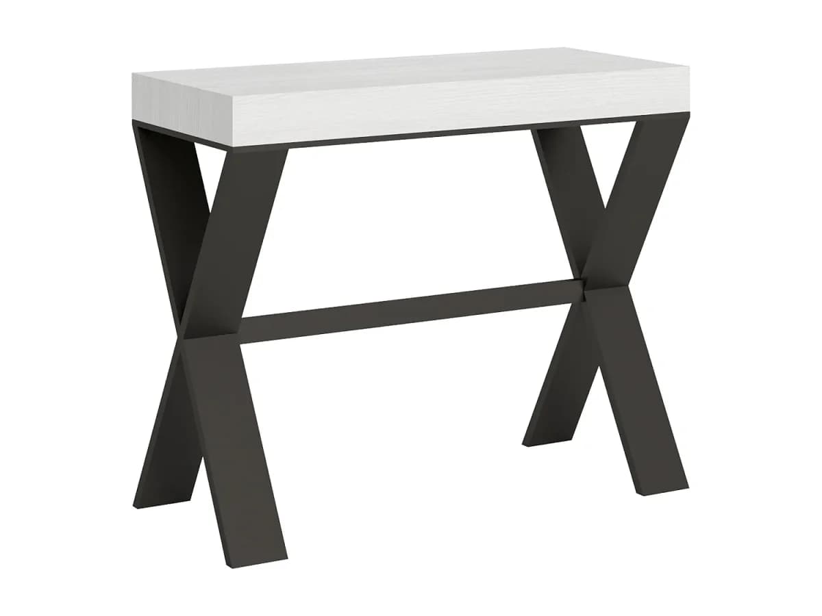 Mesa consola extensível 90x40/196 cm Xenia Small Cinza Branca quadro Antracite