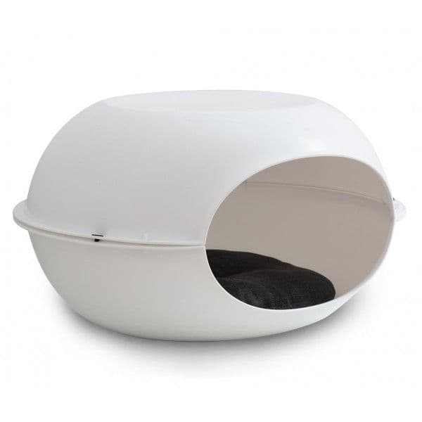 Caniágueda Casota Plastico Luna Branco c/ Colchâo 57 x 38 x 31 cm