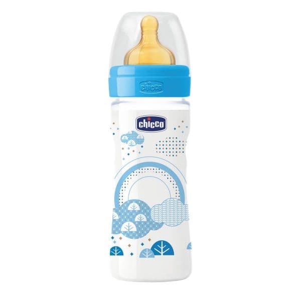 Chicco Biberão Well-Being Látex 2M+ 250ml Azul