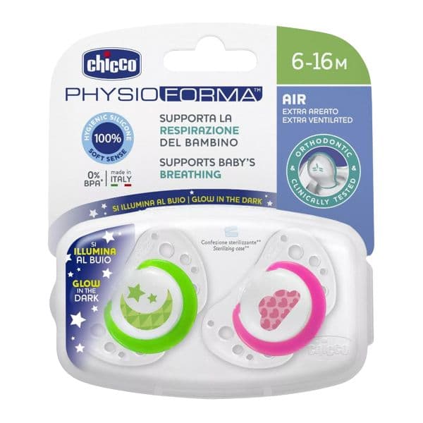 Chicco Chupeta Physio Air Luminosa Silicone 6-12M 2 un. Sortido