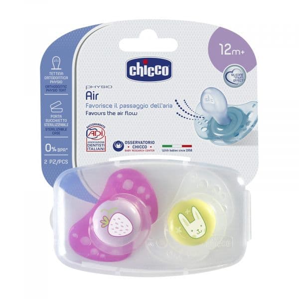 Chicco Chupeta Silicone Physio Air 12M+ 2 Unidades Rosa