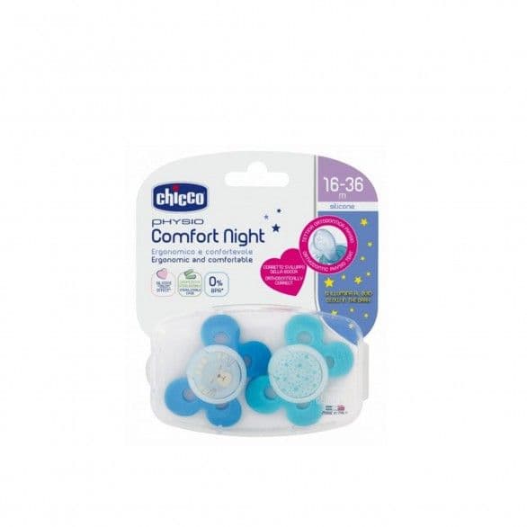 Chicco Chupeta Silicone Physio Comfort Night Boy 16-36M 2x