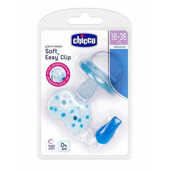 Chicco Chupeta Physio Soft 16-36m Silicone + Clip Azul