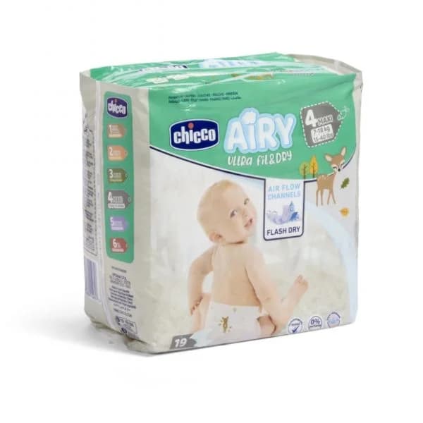 Chicco Airy Fraldas T4 7-18kg 19 Unidades