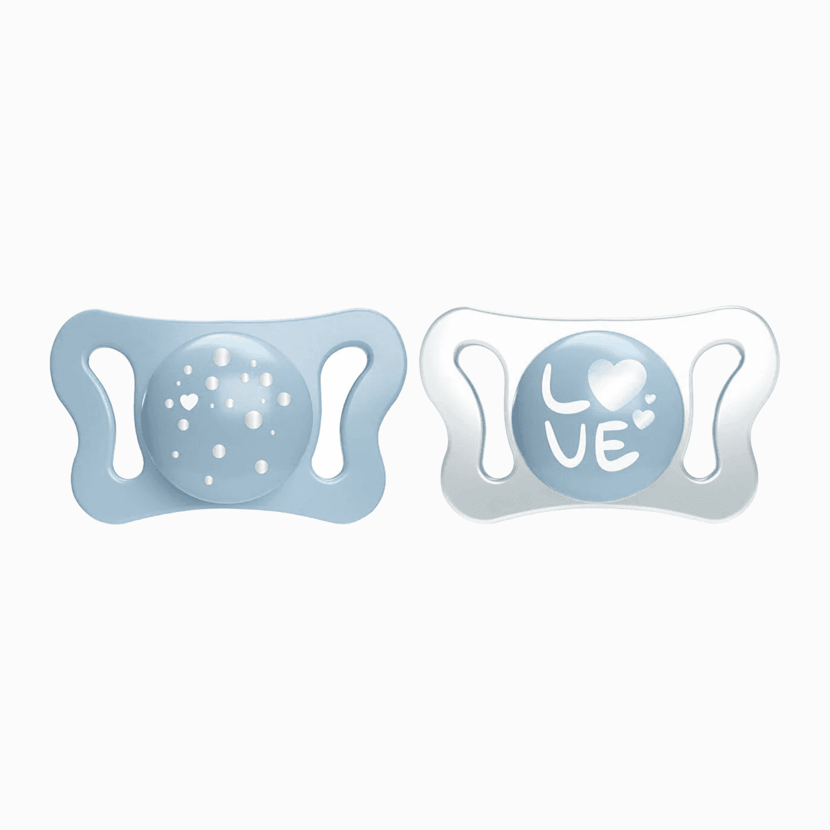 Chicco 2 Chupetas Silicone PhysioForma 0-2m Micro Love/Coração Azul