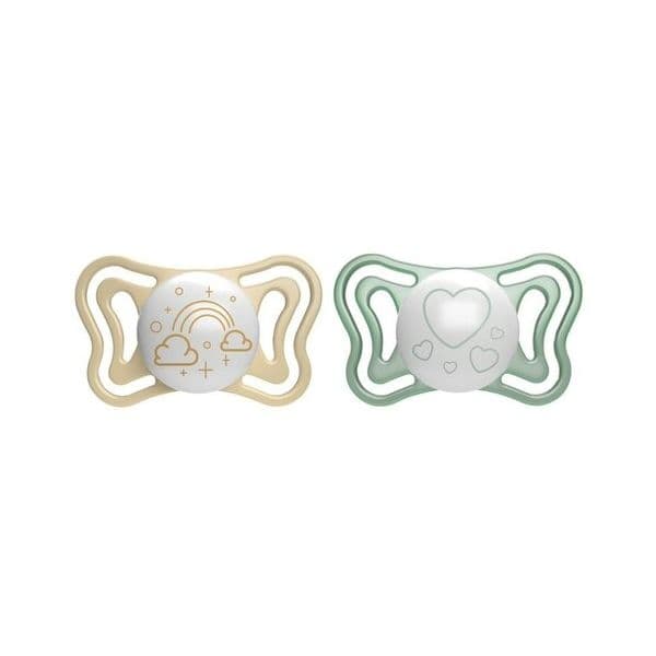 Chicco 2 Chupetas Silicone PhysioForma Light 2-6M Bege/Verde