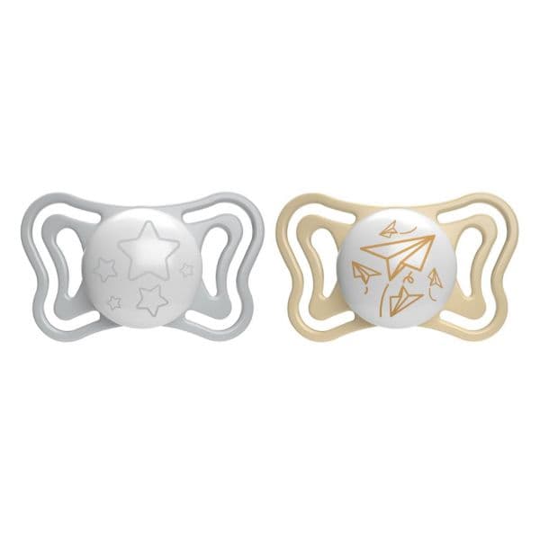Chicco 2 Chupetas Silicone PhysioForma Light 6-16M Cinza/Bege