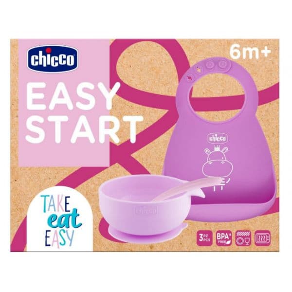 Chicco Conjunto de Papa Silicone Rosa 6m+