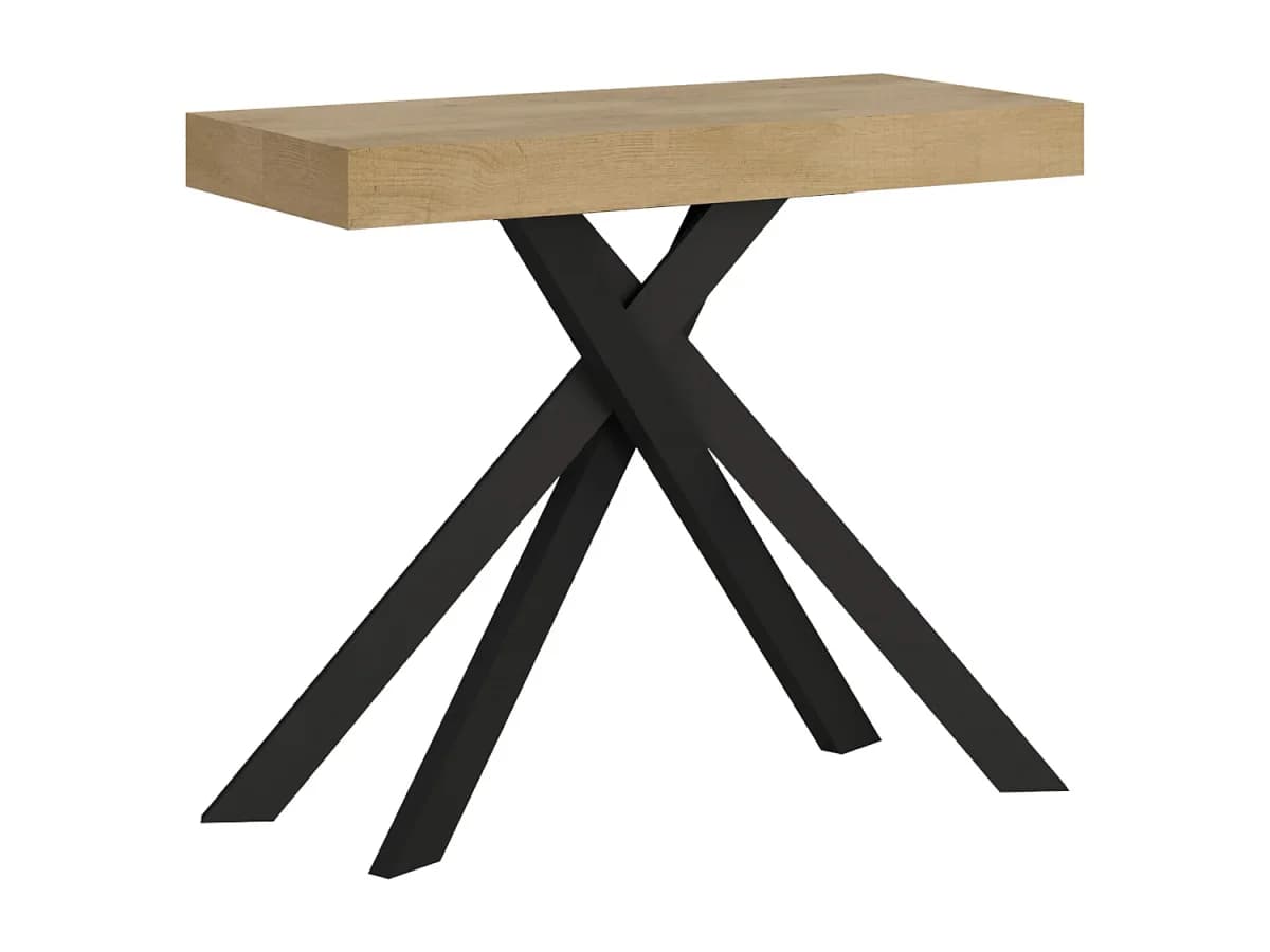 Mesa consola extensível 90x40/196 cm Krack Small nogueira pernas antracite