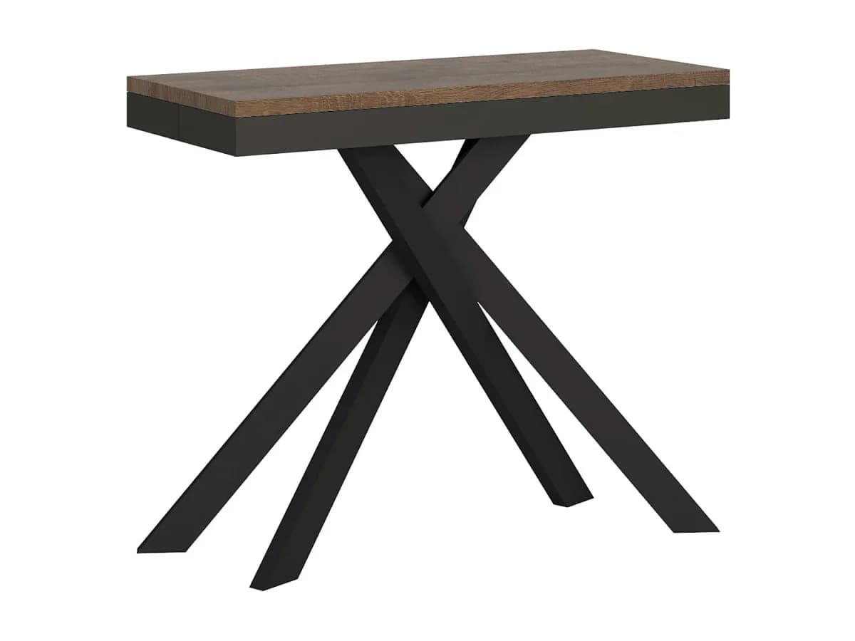 Mesa consola extensível 90x40/300 cm Krack Evolution nogueira quadro antracite