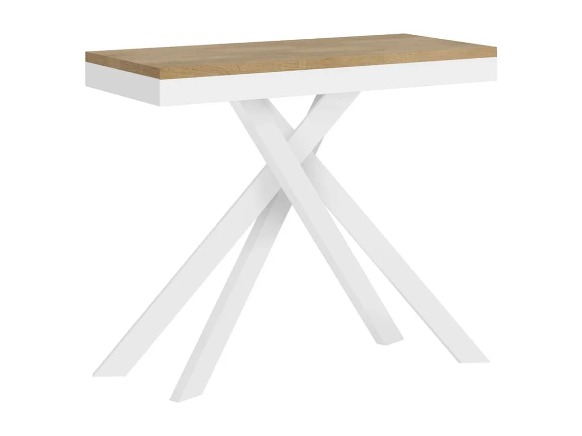Mesa consola extensível 90x40/300 cm Krack Evolution carvalho natural quadro branco