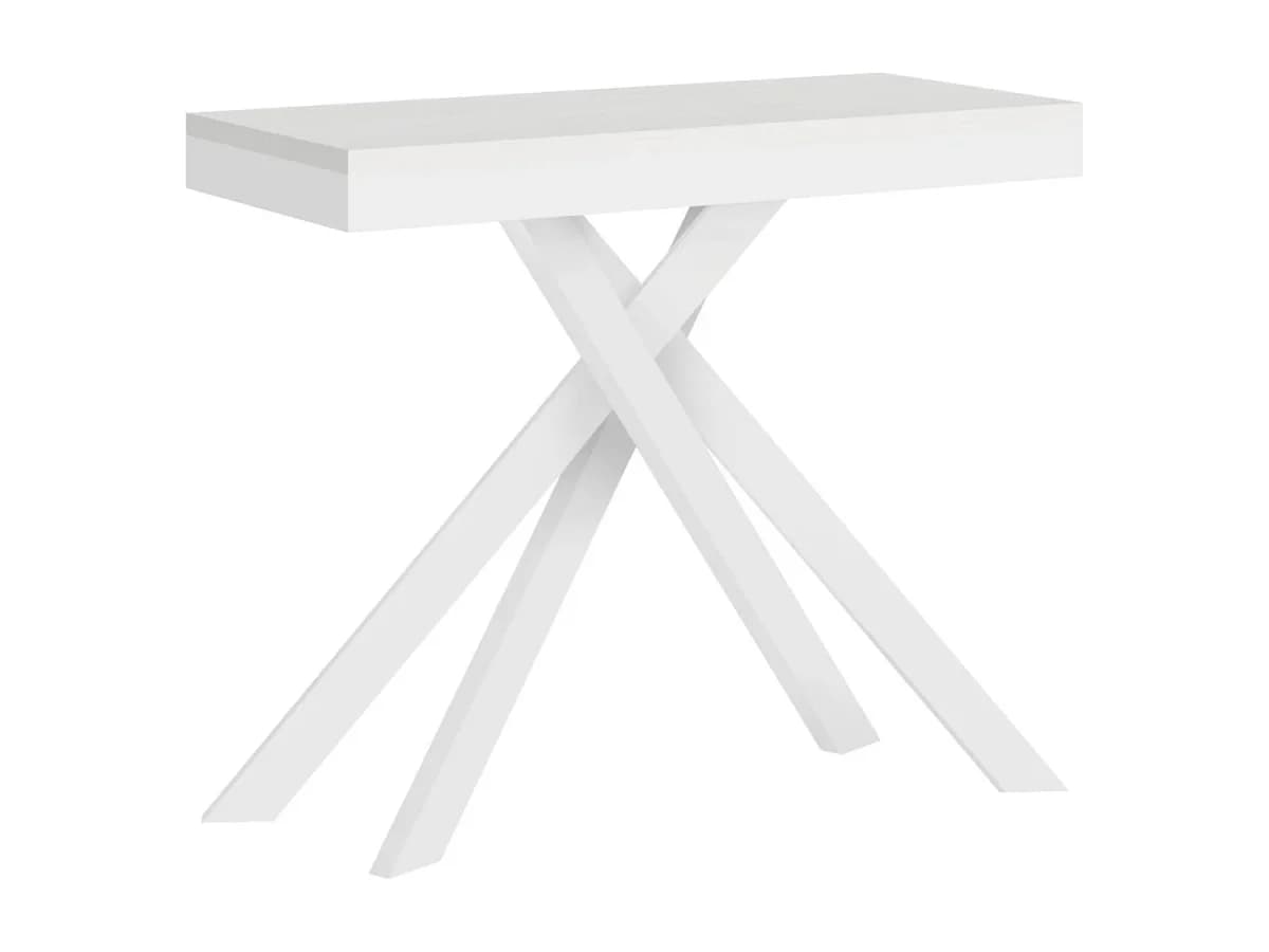 Mesa consola extensível 90x40/300 cm Krack Evolution cinza branca quadro branco