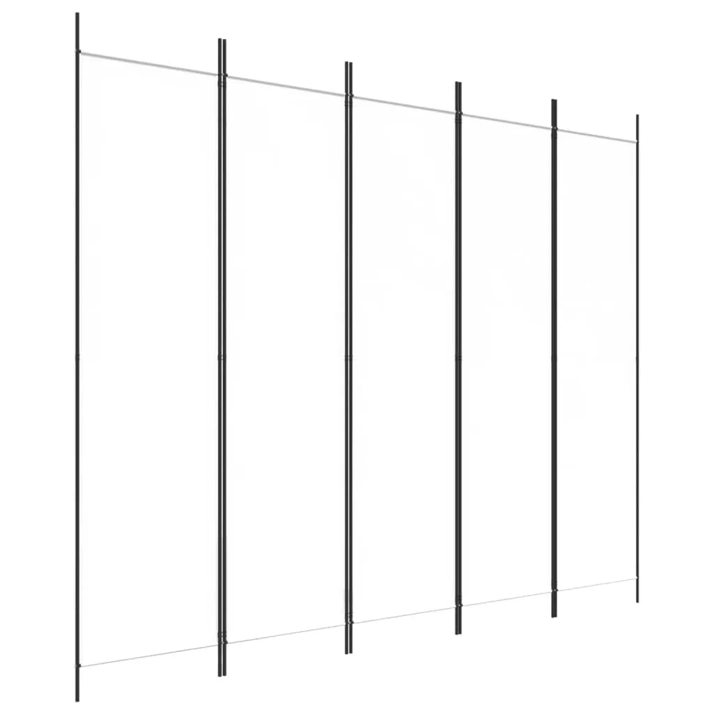vidaXL Biombo com 5 painéis 250x200 cm tecido branco