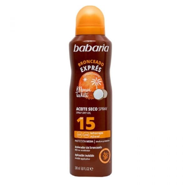 Protetor Solar Babaria Monoi Tahiti Óleo Seco SPF15 200ml