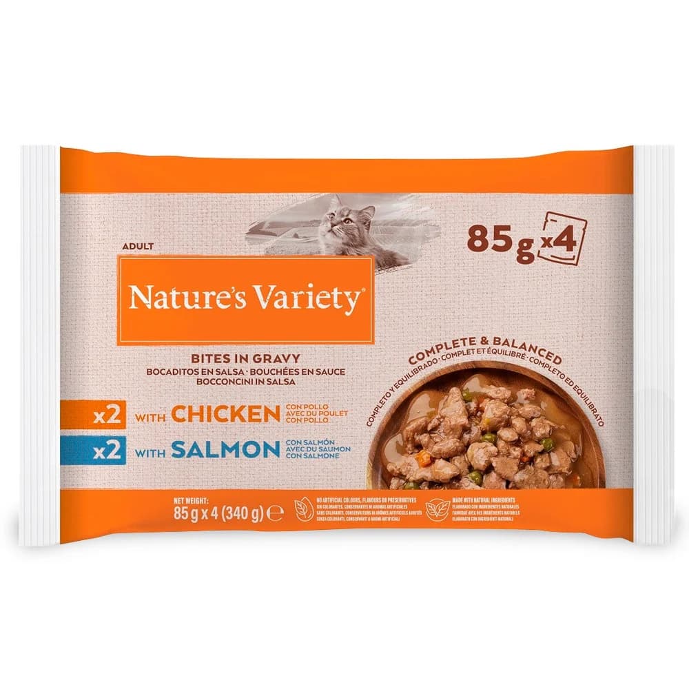 Ração Húmida Nature's Variety Wet Bites in Gravy Multipack 4x 85g