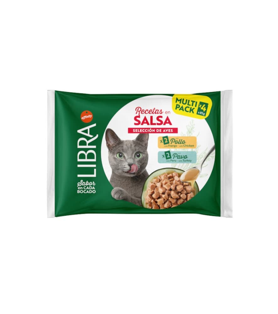 Libra Seleção de Aves 85gr (pack 4 Saquetas) Frango e Peru em Molho Alimento Húmido para Gato - Campet