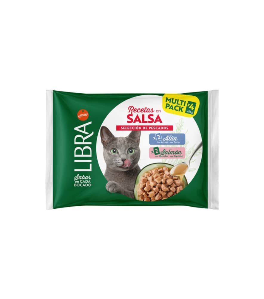 Ração Húmida Libra Receitas em Molho Atum & Salmão 85g Pack 4