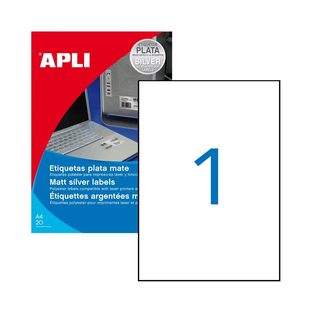 Apli Etiquetas Adesivas Resistentes Poliéster 210x297mm 20 Fls - 01228