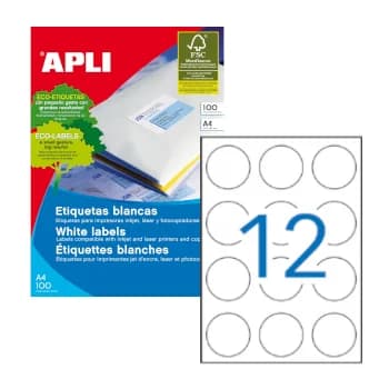 Apli Etiquetas Redondas 60mm Brancas 1200un APL01244
